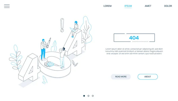 Fel 404 Page-line design stil isometrisk webbbanner — Stock vektor