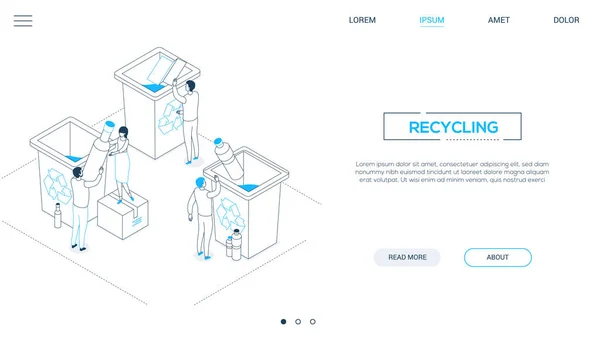 Reciclaje - diseño de línea estilo de banner web isométrica — Archivo Imágenes Vectoriales