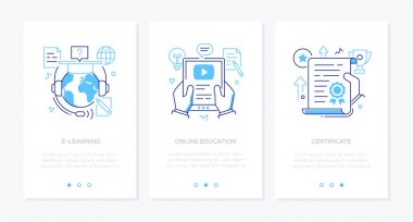 Online eğitim - çizgi tasarım tarzı dikey web afiş seti
