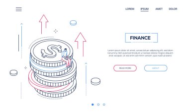 Finans konsepti - hat tasarım stili isometrik web banner