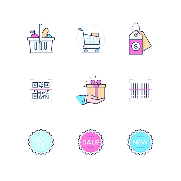 Shopping - modern line design style icons set — Stock Vector