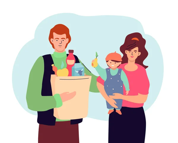 Семейный шоппинг - современная красочная иллюстрация в стиле плоского дизайна — стоковый вектор