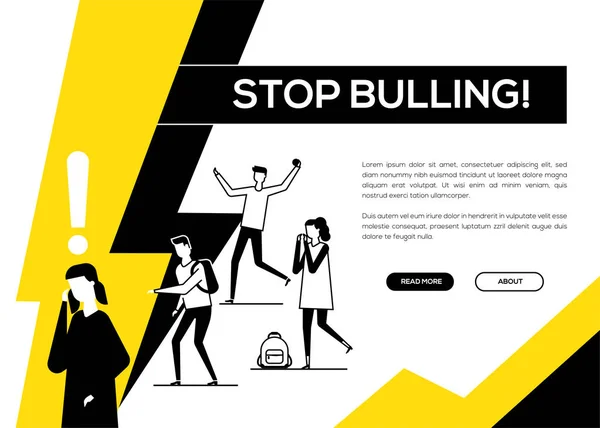 Arrêtez l'intimidation - bannière web de style design plat — Image vectorielle