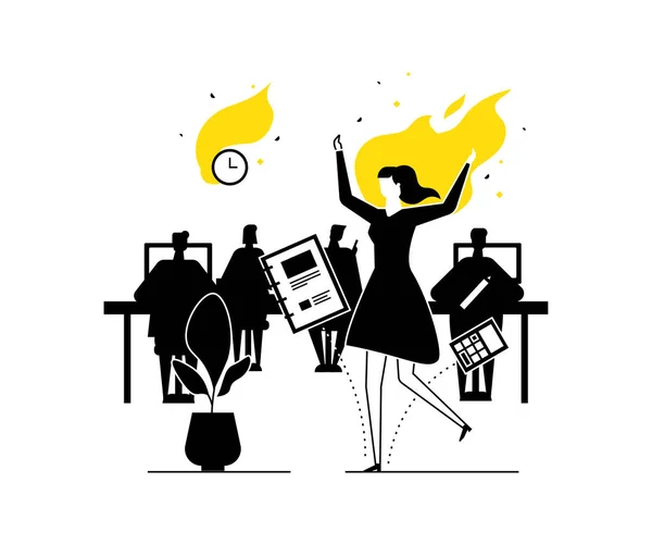 Burnout emploi - illustration de style design plat moderne — Image vectorielle
