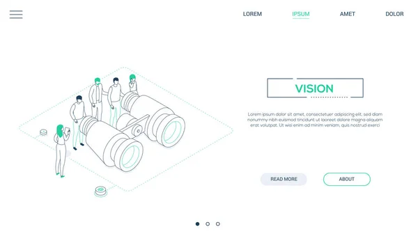Vision d'entreprise - bannière Web isométrique de style de conception de ligne — Image vectorielle