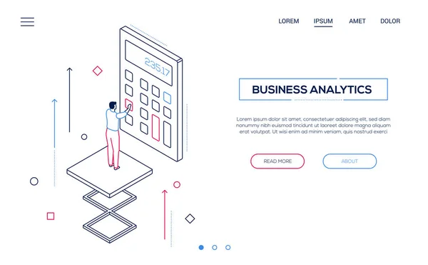 Business Analytics - Linie Design Stil isometrische Web-Banner — Stockvektor