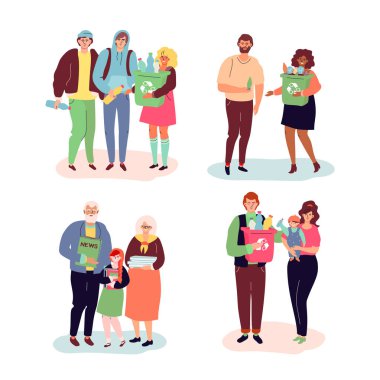 Geri dönüşüm - modern renkli düz stil tasarlamak