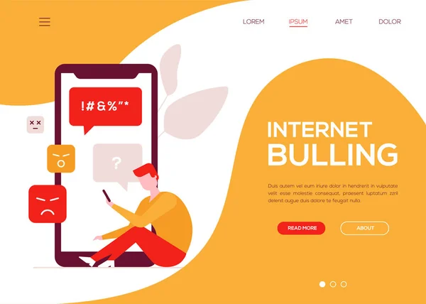 Bullying na Internet - banner de web estilo de design plano colorido — Vetor de Stock