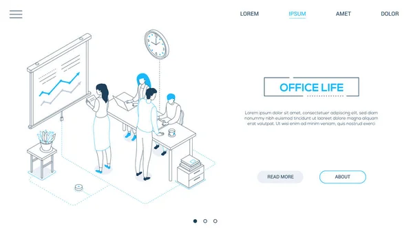 Office life - line design style isometric web banner