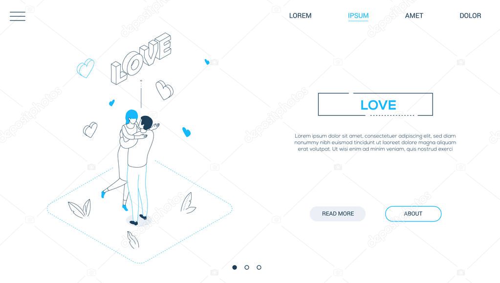 Love concepts - line design style isometric web banner