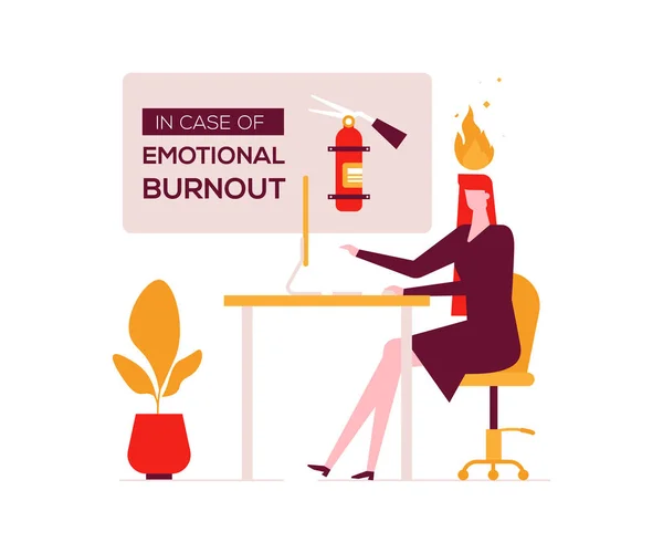 Burnout emploi - illustration de style design plat moderne — Image vectorielle