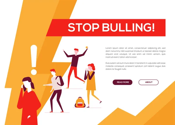 Arrêtez l'intimidation - bannière Web colorée de style design plat — Image vectorielle