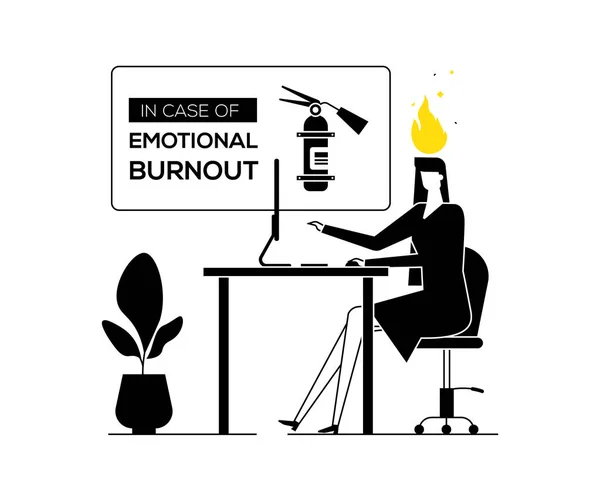 Burnout emploi - illustration de style design plat moderne — Image vectorielle
