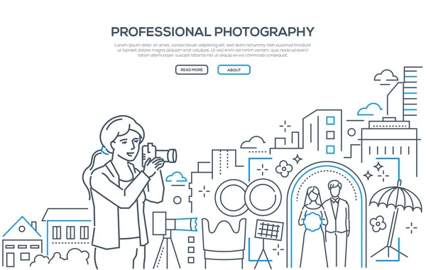 Fotografía profesional - banner web de estilo de diseño de línea — Vector de stock