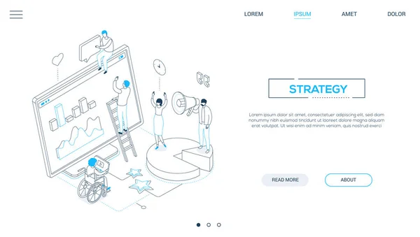 Strategia - banner web isometrico in stile line design — Vettoriale Stock