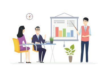 İş toplantısı - modern vektör çizgi film karakterleri çizim