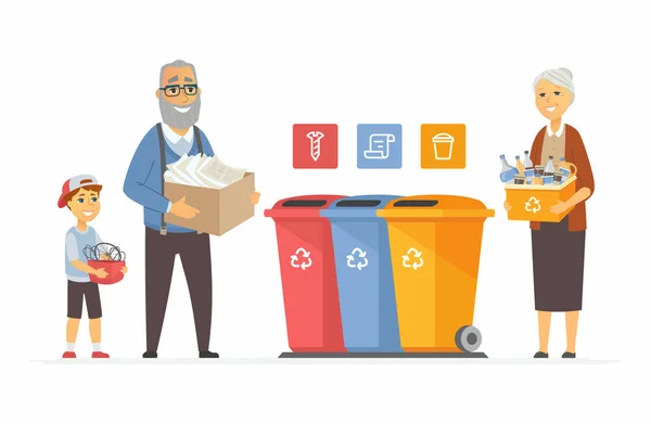 Koncepcja recyklingu - nowoczesne kreskówka ludzie znaków ilustracja — Wektor stockowy