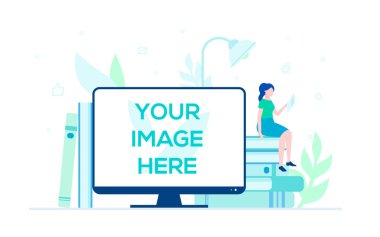 Online eğitim - düz tasarım tarzı illüstrasyon
