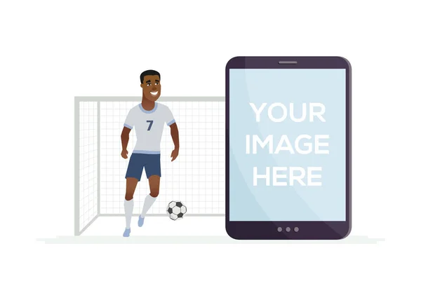 サッカー選手 - カラフルな漫画の人々のキャラクターイラスト — ストックベクタ