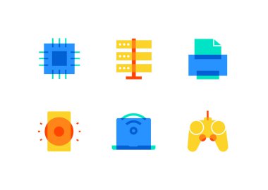 Teknoloji konsepti - düz tasarım stili simgeleri seti