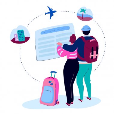 Yaz tatiline çıkmak - renkli düz tasarım tarzı illüstrasyon