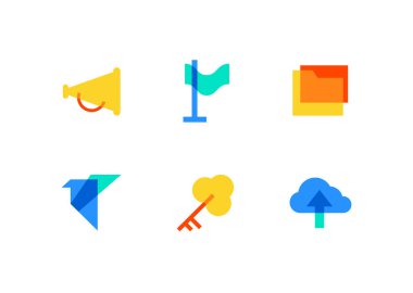 Teknoloji ve yönetim - düz tasarım tarzı simgeleri seti