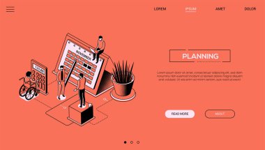 Planlama - çizgi tasarım stili isometrik web banner