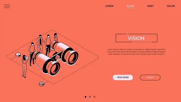 비즈니스 비전 - 라인 디자인 스타일 아이소메트릭 웹 배너 — 스톡 벡터