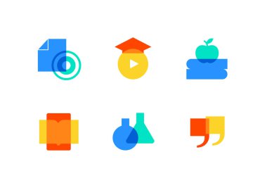Online eğitim - modern düz tasarım tarzı simgeleri seti