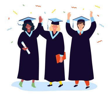 Mezuniyet konsepti - renkli düz tasarım tarzı illüstrasyon