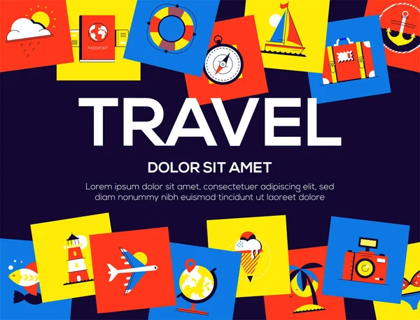 Viajes - colorido diseño plano estilo web banner — Vector de stock
