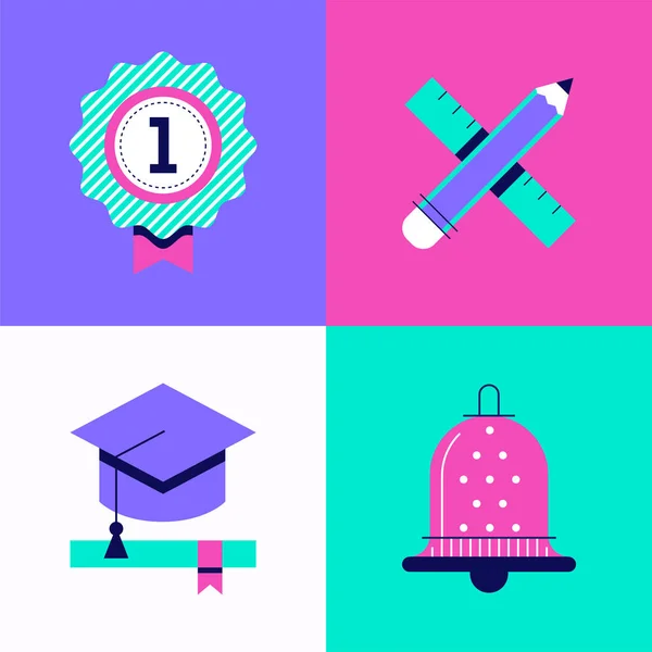 Education concept - colorful flat design style elements — Stock Vector