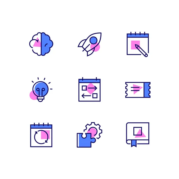 Negocios y gestión - conjunto de iconos de estilo de diseño de línea — Vector de stock