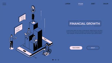 Finansal büyüme - çizgi tasarım tarzı isometrik web afiş