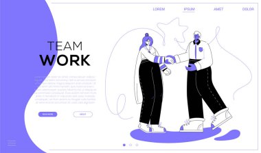 Takım çalışması-renkli düz tasarım tarzı web banner