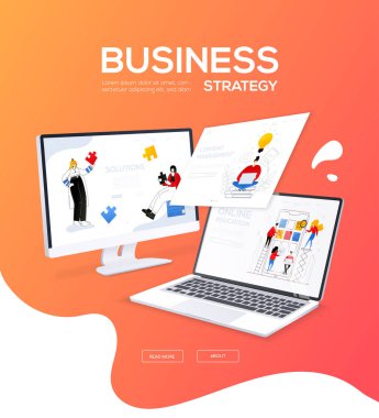 İş stratejisi - düz tasarım tarzı renkli web afiş