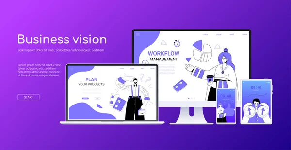 Visión de negocio - diseño plano estilo colorido banner web — Archivo Imágenes Vectoriales