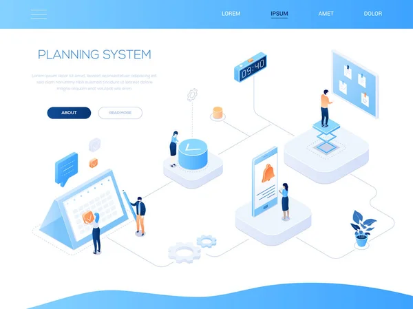 Planning system - modern isometric vector web banner — Stock Vector