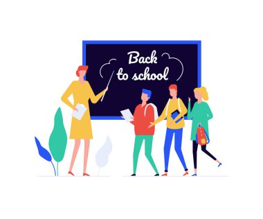 Okula dönüş - düz tasarım stili illüstrasyon