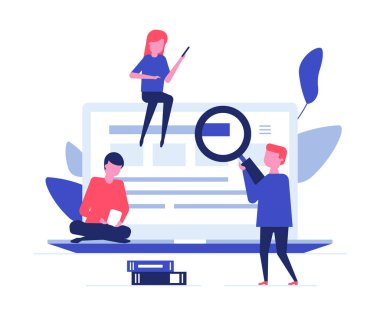 Online eğitim çocuklar - düz tasarım tarzı renkli illüstrasyon