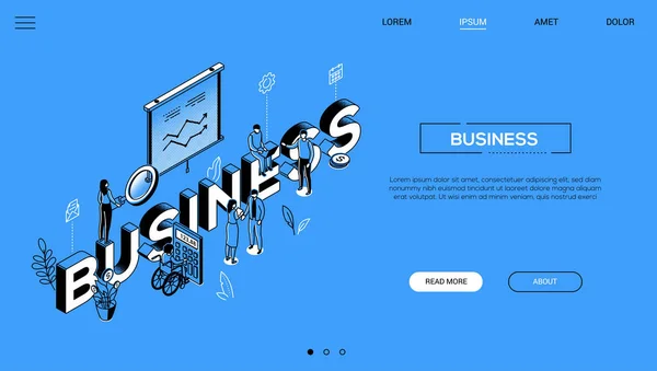 Análisis de negocios - diseño de línea estilo de banner web isométrico — Archivo Imágenes Vectoriales