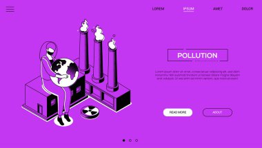 Kirlilik - çizgi tasarım stili isometrik web afiş