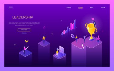 Liderlik kavramı - renkli isometrik vektör web afiş