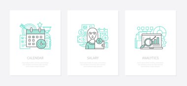 Ücret hesaplama - çizgi tasarım stil simgeleri seti