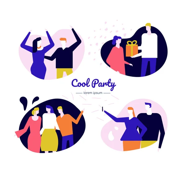 Cool party web banner flat vector template — Stock Vector