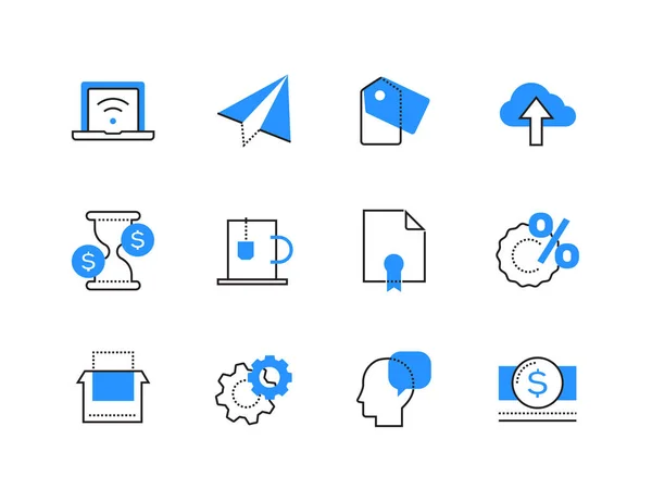 Negócios da Internet - conjunto de ícones de estilo de design de linha —  Vetores de Stock