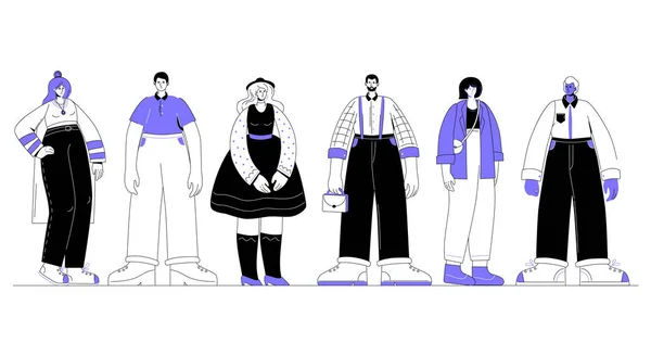 Personnages créatifs - ensemble de personnages de style design plat — Image vectorielle