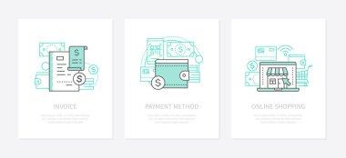 Bankacılık işlemi - satır tasarım simgeleri ayarlandı