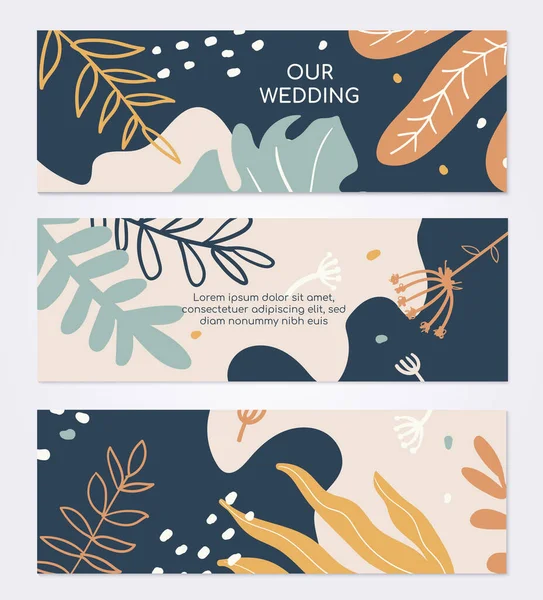 Modèle de carte vectoriel coloré d'invitation de cérémonie de mariage — Image vectorielle