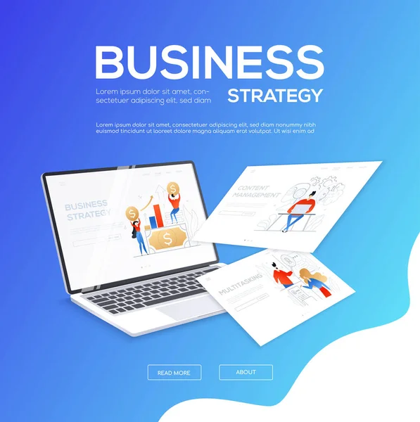 Obchodní strategie-plochý styl barevný webový nápis — Stockový vektor